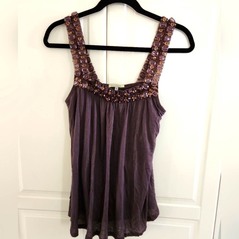 Bordeaux Los Angeles Bijou Shoulder Top Chocolate Brown  Size S